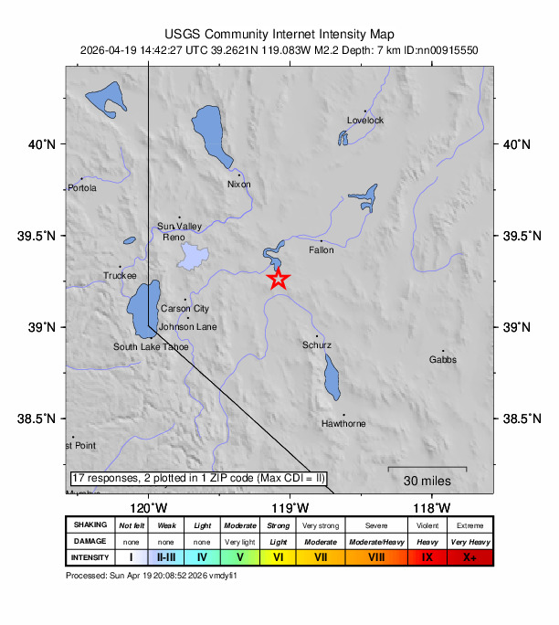 Did You Feel It? map: shaking reported by the public