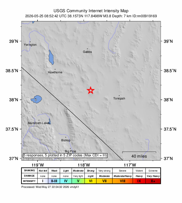 Did You Feel It? map: shaking reported by the public