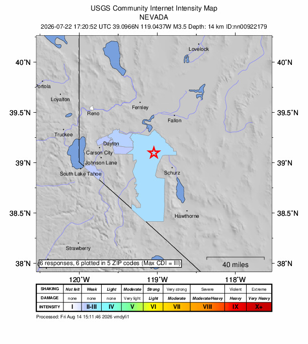 Did You Feel It? map: shaking reported by the public