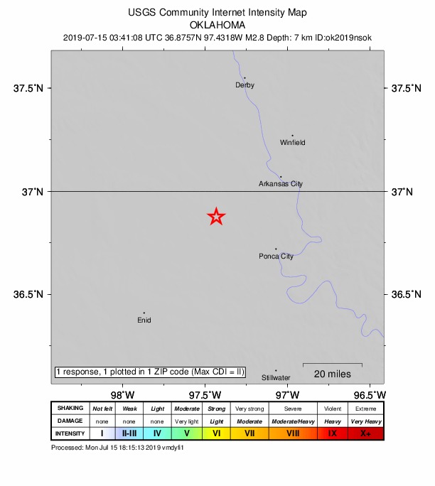Did You Feel It? map: shaking reported by the public