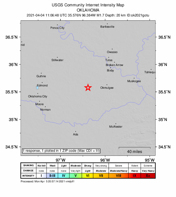 Did You Feel It? map: shaking reported by the public