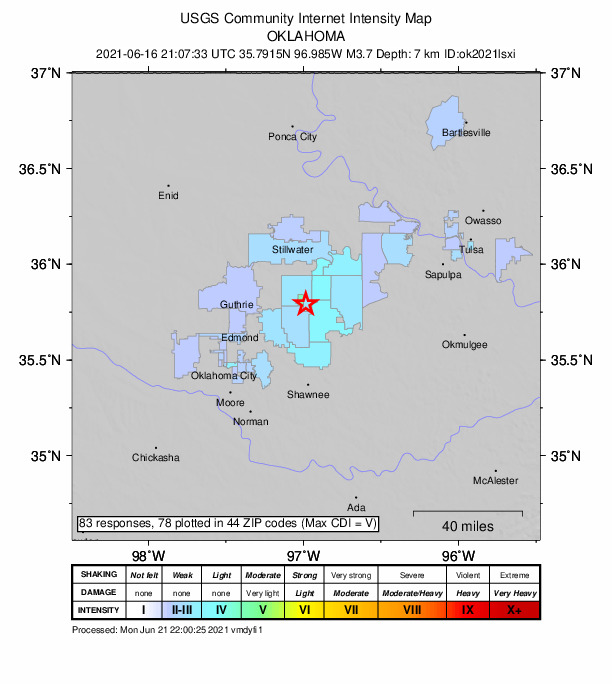 Did You Feel It? map: shaking reported by the public