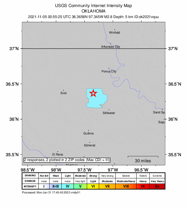 Did You Feel It? map: shaking reported by the public