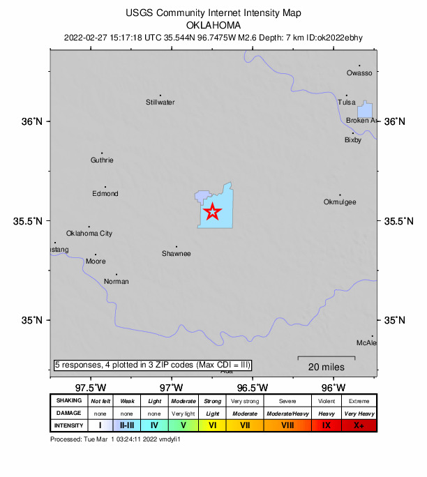 Did You Feel It? map: shaking reported by the public