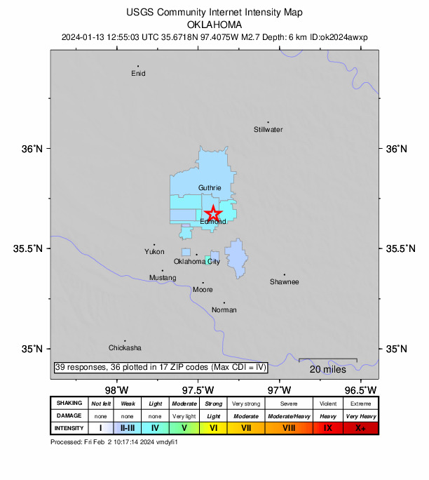 Did You Feel It? map: shaking reported by the public