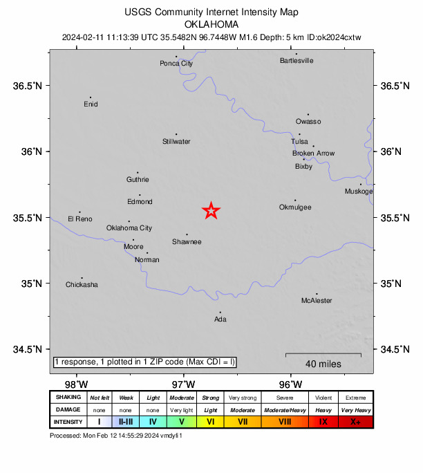 Did You Feel It? map: shaking reported by the public