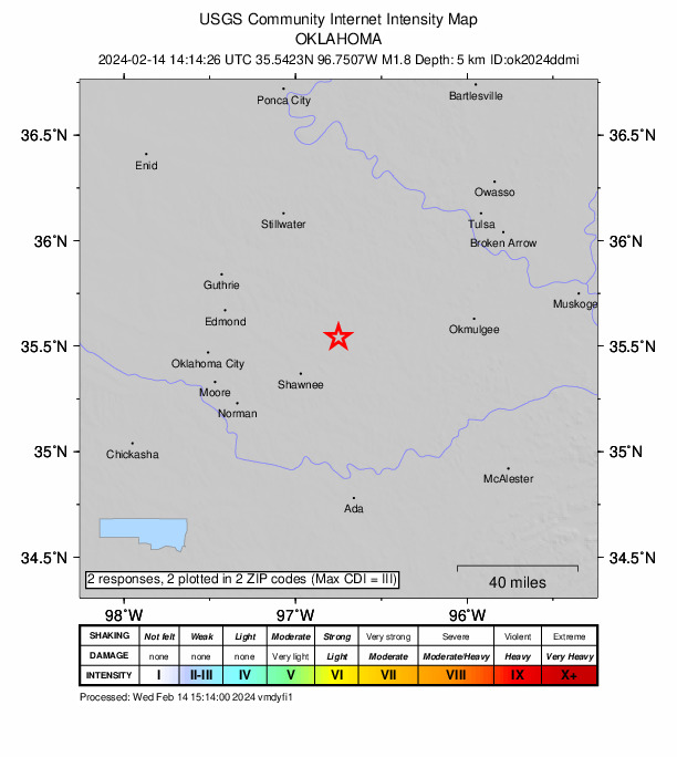Did You Feel It? map: shaking reported by the public
