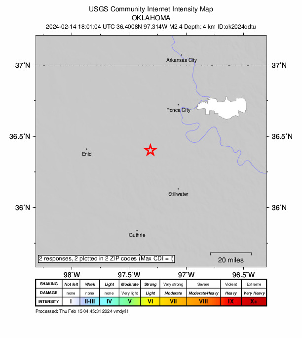 Did You Feel It? map: shaking reported by the public