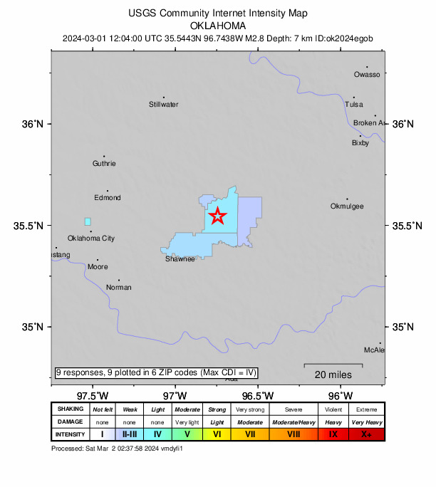 Did You Feel It? map: shaking reported by the public