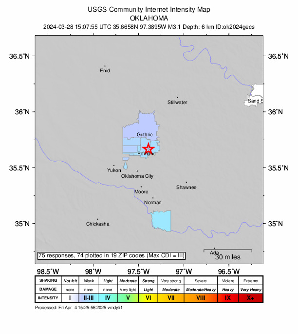 Did You Feel It? map: shaking reported by the public