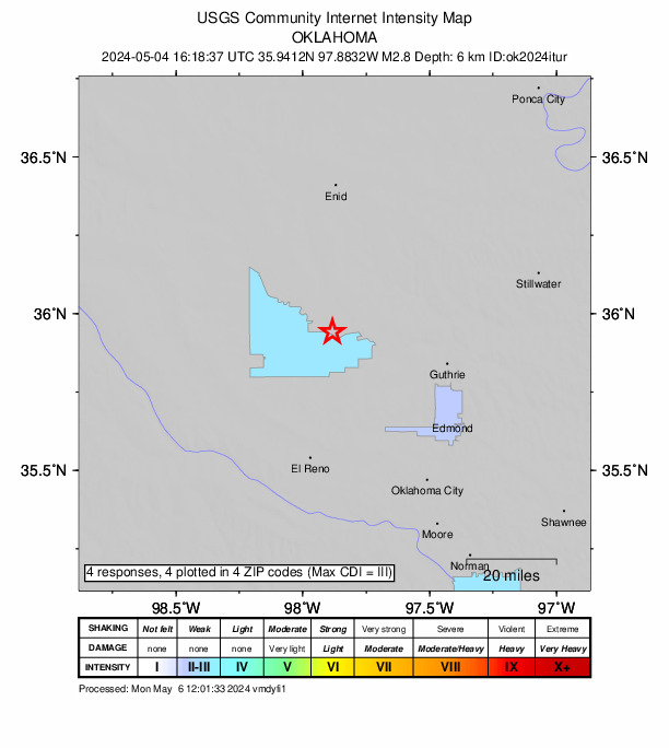 Did You Feel It? map: shaking reported by the public