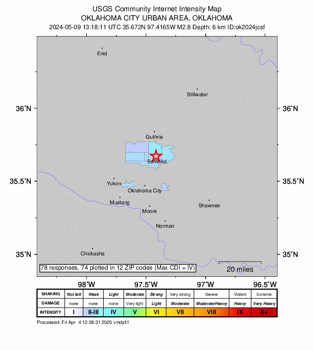 Did You Feel It? map: shaking reported by the public