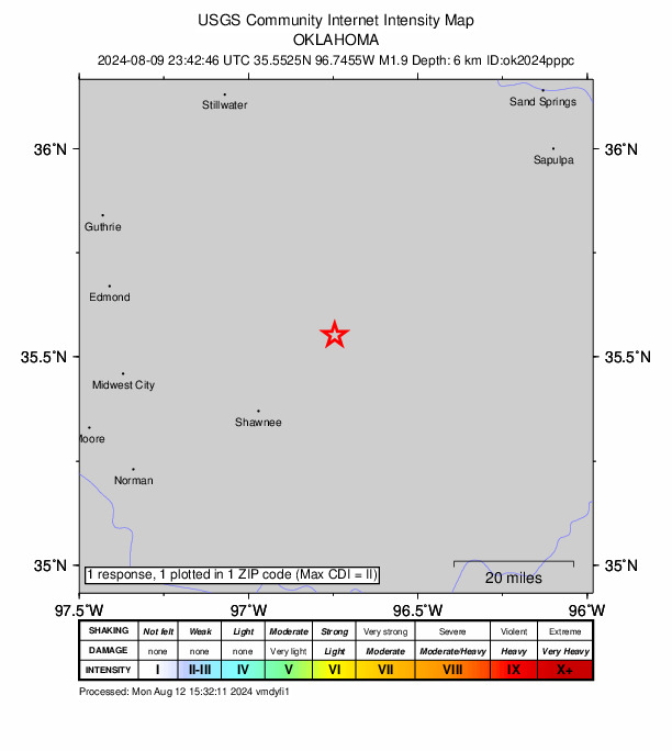 Did You Feel It? map: shaking reported by the public