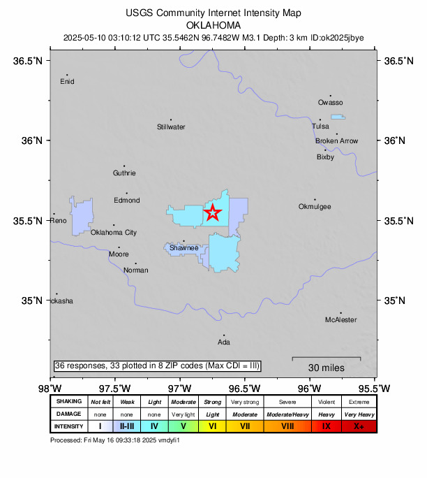Did You Feel It? map: shaking reported by the public