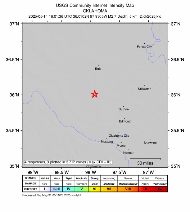 Did You Feel It? map: shaking reported by the public