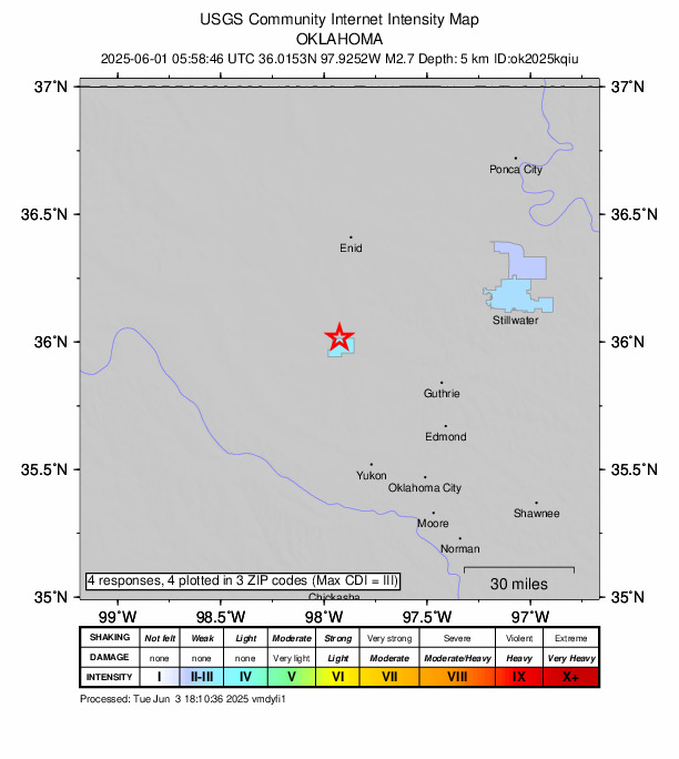 Did You Feel It? map: shaking reported by the public