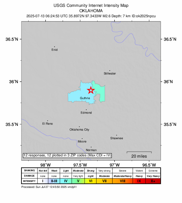 Did You Feel It? map: shaking reported by the public