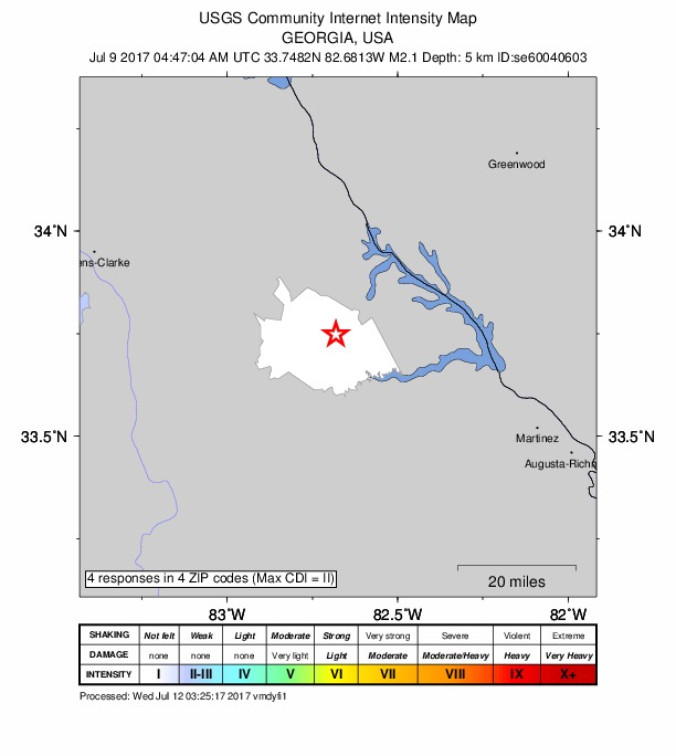 Did You Feel It? map: shaking reported by the public