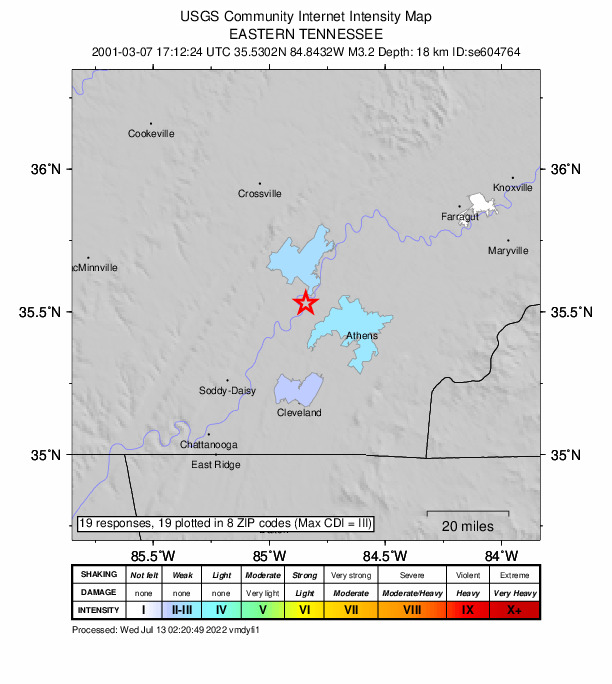 Did You Feel It? map: shaking reported by the public