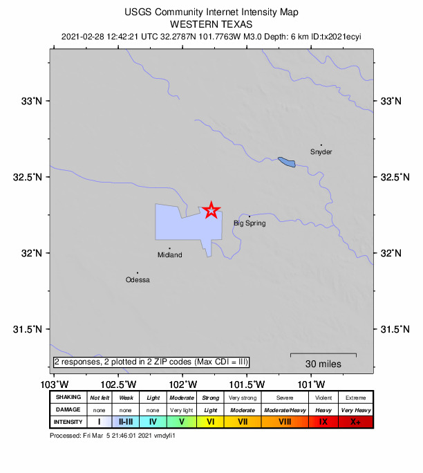 Did You Feel It? map: shaking reported by the public