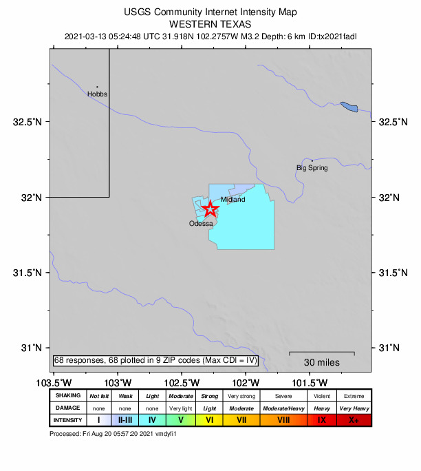 Did You Feel It? map: shaking reported by the public