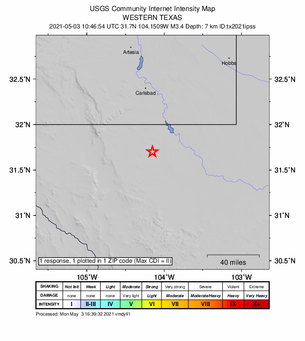 Did You Feel It? map: shaking reported by the public