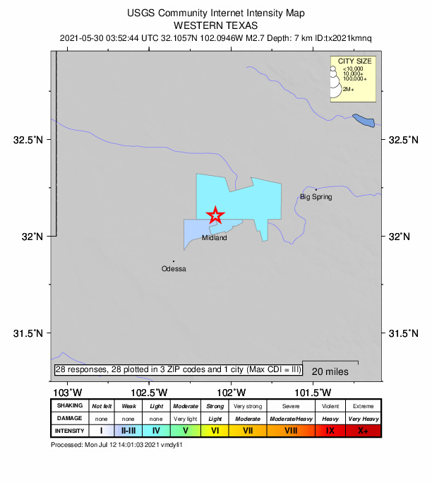 Did You Feel It? map: shaking reported by the public