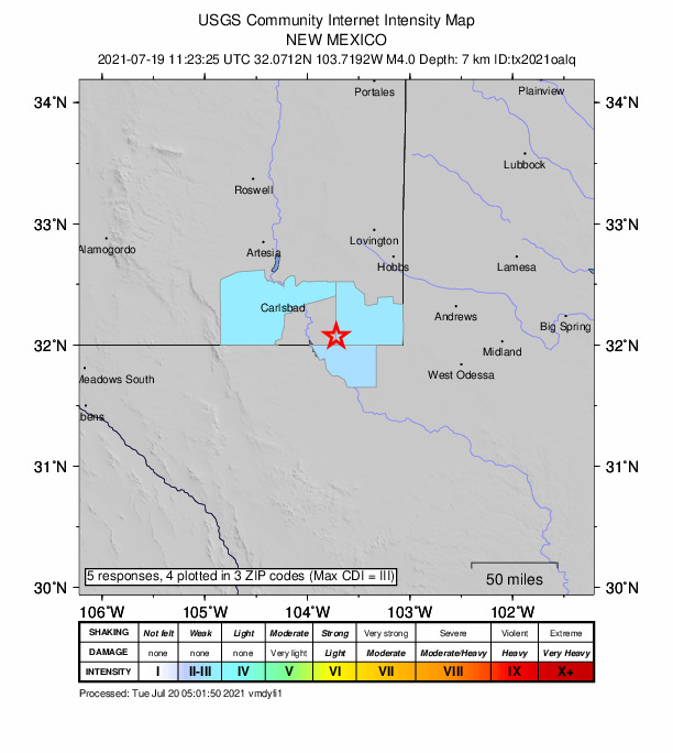 Did You Feel It? map: shaking reported by the public