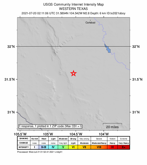 Did You Feel It? map: shaking reported by the public