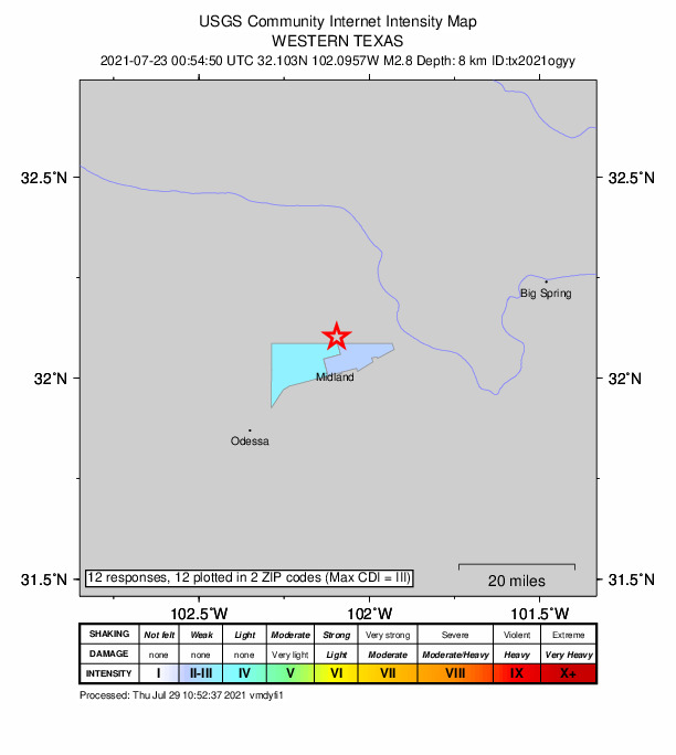 Did You Feel It? map: shaking reported by the public