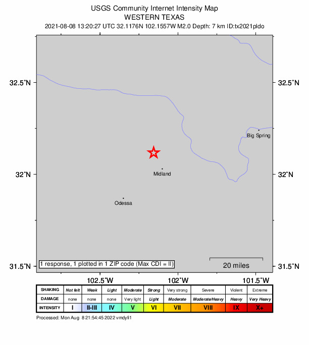 Did You Feel It? map: shaking reported by the public