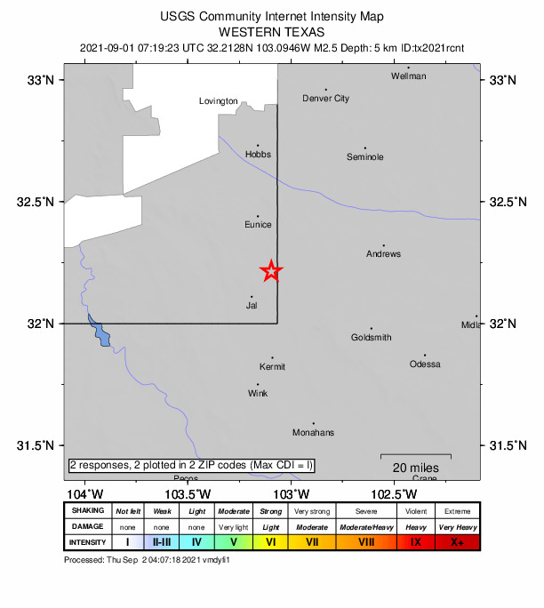 Did You Feel It? map: shaking reported by the public