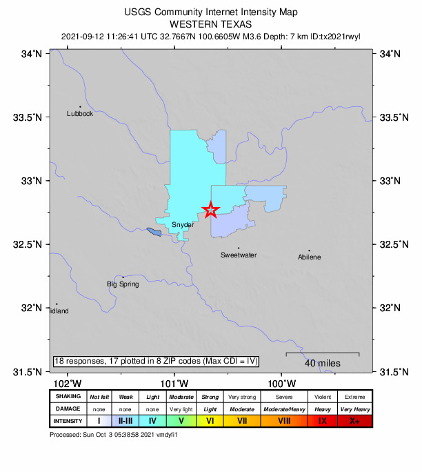 Did You Feel It? map: shaking reported by the public