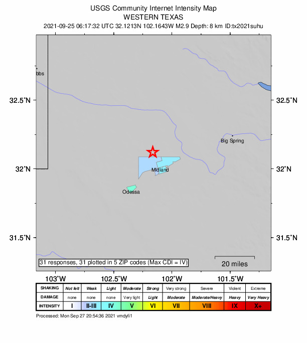 Did You Feel It? map: shaking reported by the public