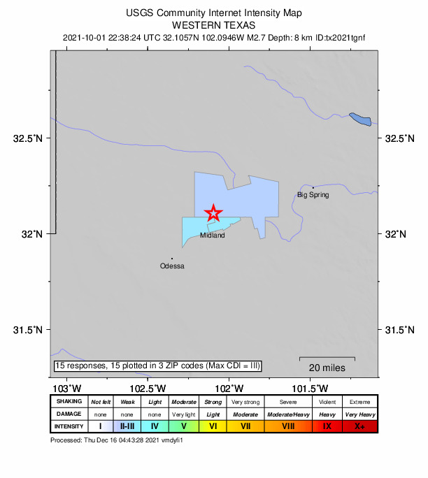 Did You Feel It? map: shaking reported by the public