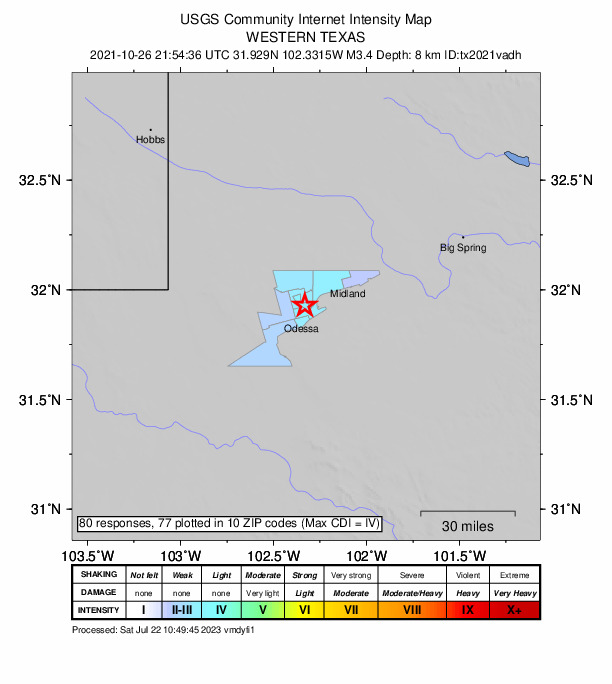 Did You Feel It? map: shaking reported by the public