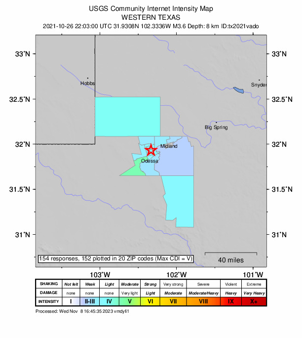 Did You Feel It? map: shaking reported by the public