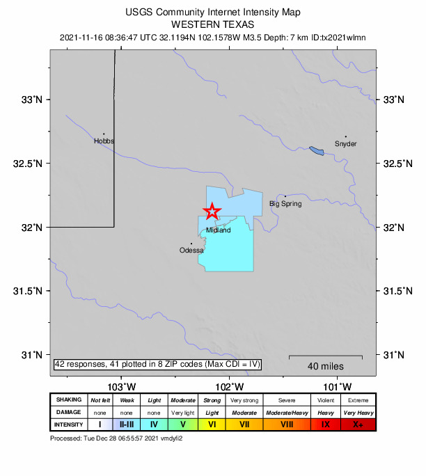 Did You Feel It? map: shaking reported by the public