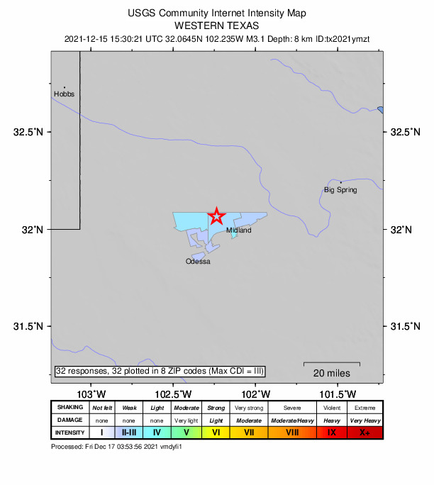 Did You Feel It? map: shaking reported by the public