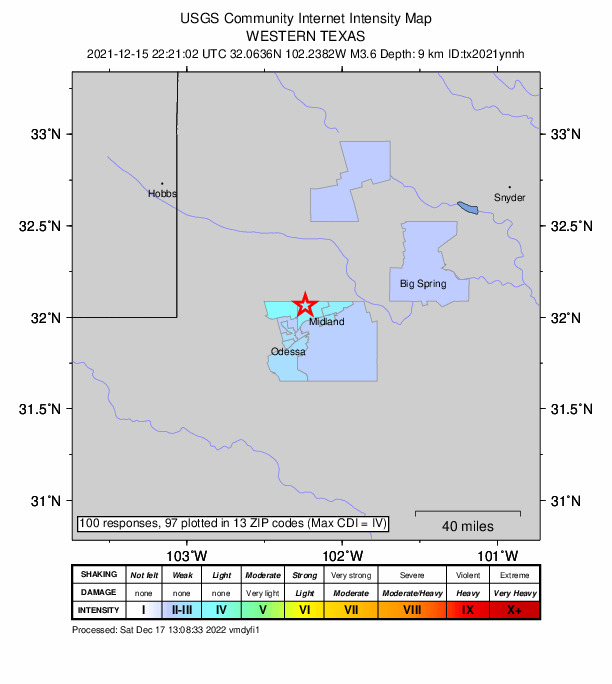 Did You Feel It? map: shaking reported by the public