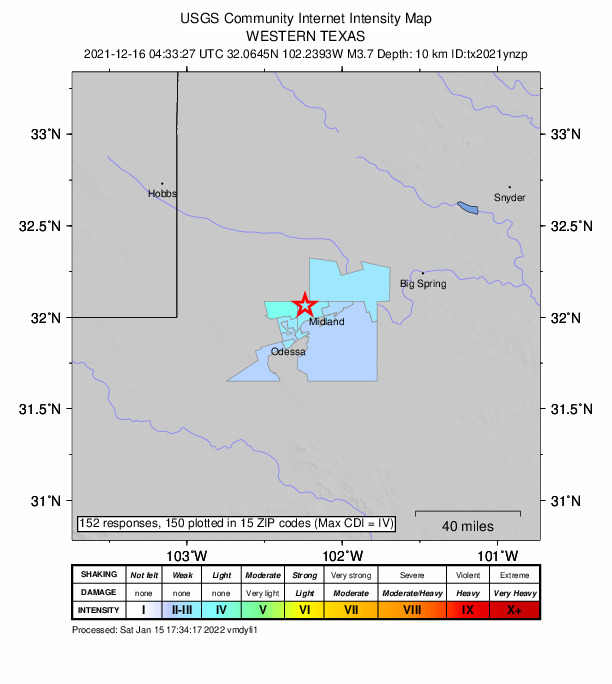 Did You Feel It? map: shaking reported by the public