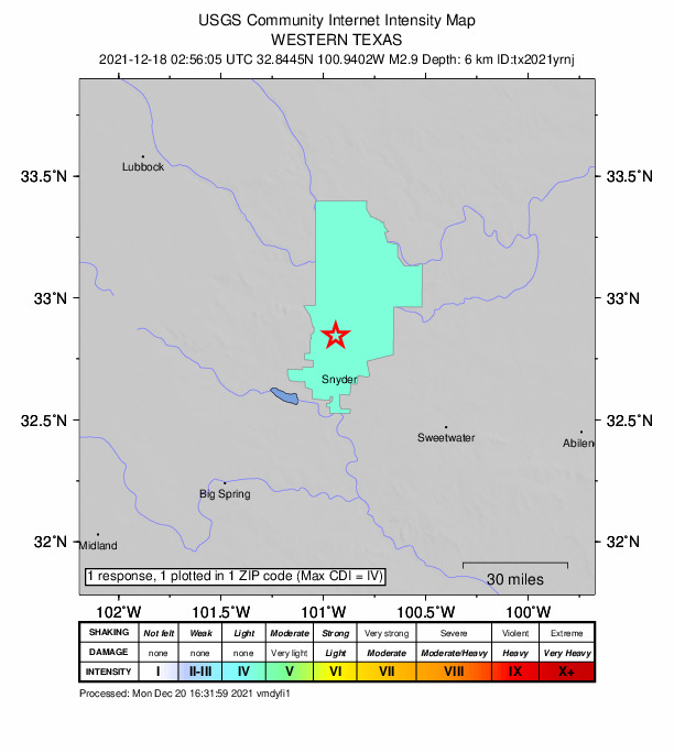 Did You Feel It? map: shaking reported by the public