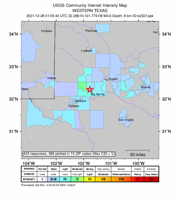 Did You Feel It? map: shaking reported by the public