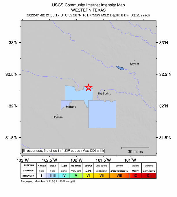 Did You Feel It? map: shaking reported by the public
