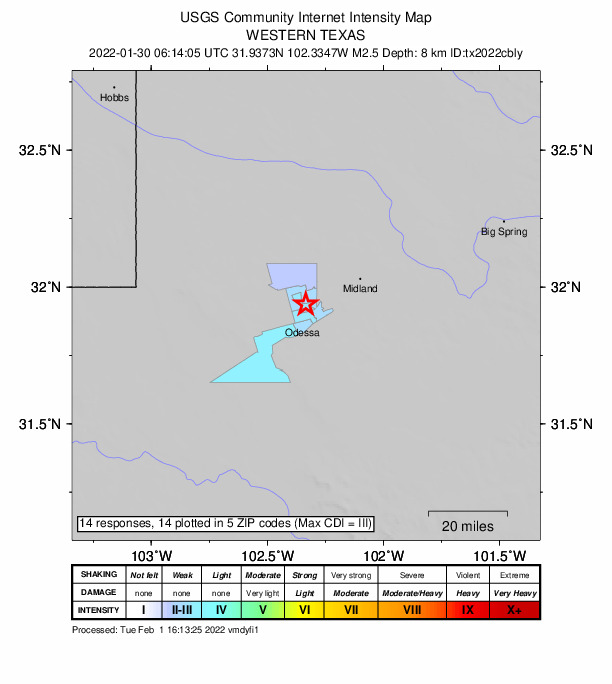 Did You Feel It? map: shaking reported by the public