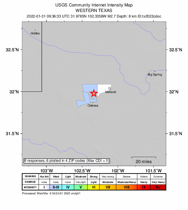 Did You Feel It? map: shaking reported by the public