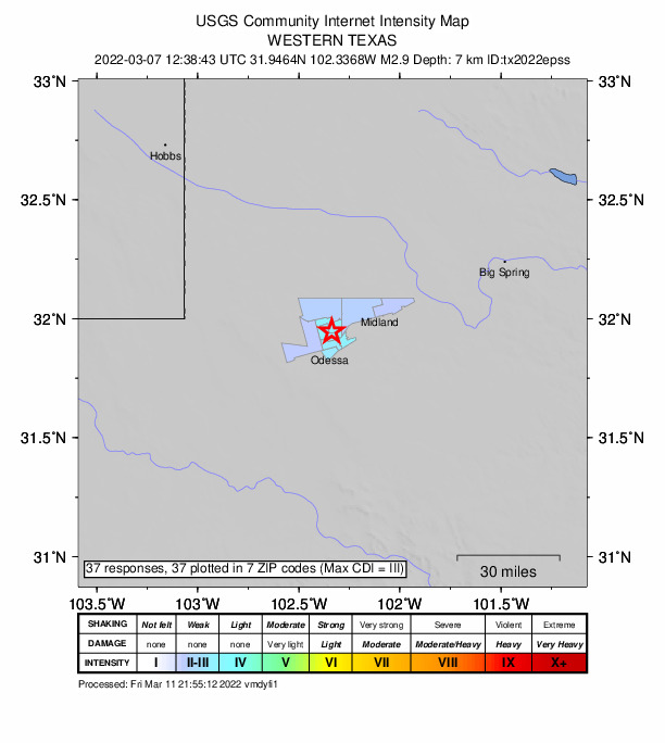 Did You Feel It? map: shaking reported by the public