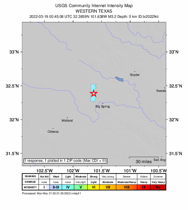 Did You Feel It? map: shaking reported by the public