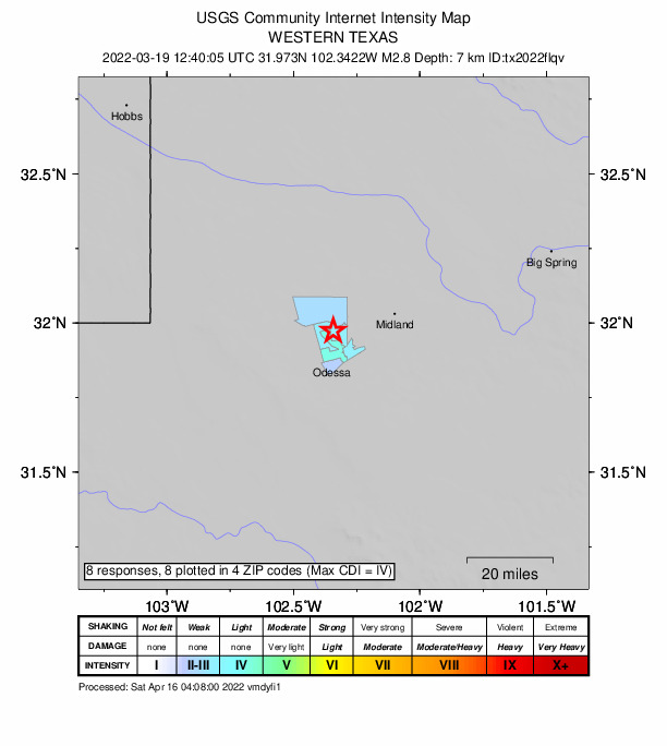 Did You Feel It? map: shaking reported by the public