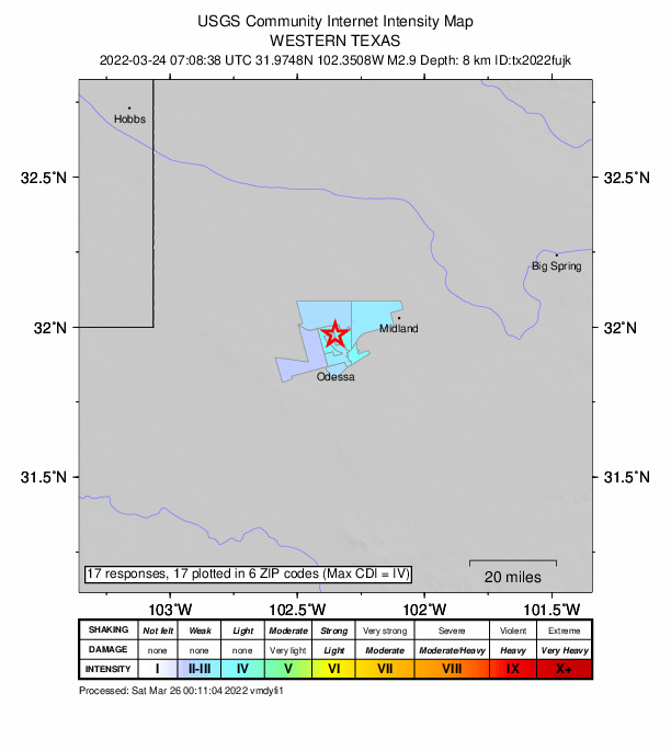 Did You Feel It? map: shaking reported by the public
